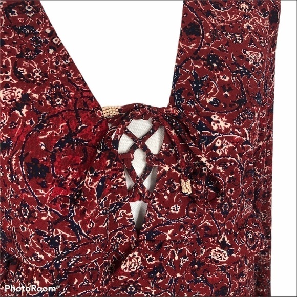 Tavik The Upside Red Floral Lace Up Dress NWT Small - Picture 3 of 13